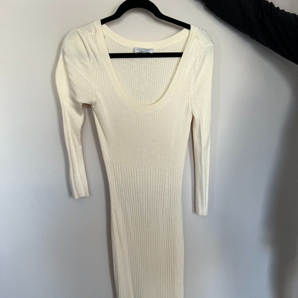 & Other Stories Cream ECOVERO long sleeve knit midi dress (worn once!)